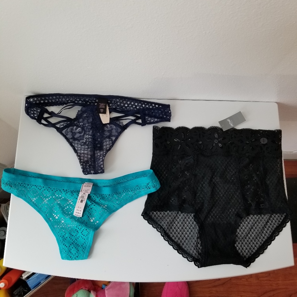 3 NWT Panty Bundle, Victoria's Secret & Aerie, Thongs, High Rise Panty